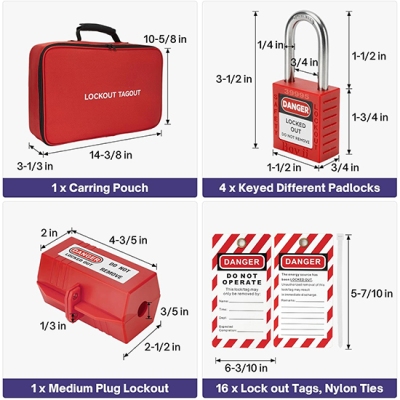 Bộ LOTO Điện PROLOCKEY LK-7131R: Khóa Cách Ly Nguồn An Toàn Tiêu Chuẩn OSHA